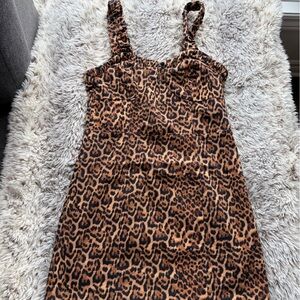 Zara Leopard Print Mini Dress - Brown and Black